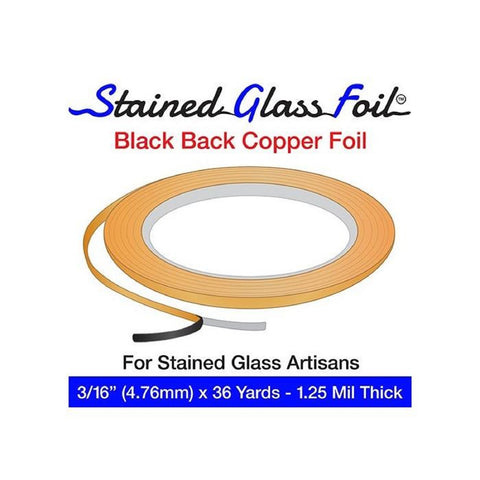 Stained Glass Copper Foil 3/16 Black Bacled Copper Foil 1.25 mil
