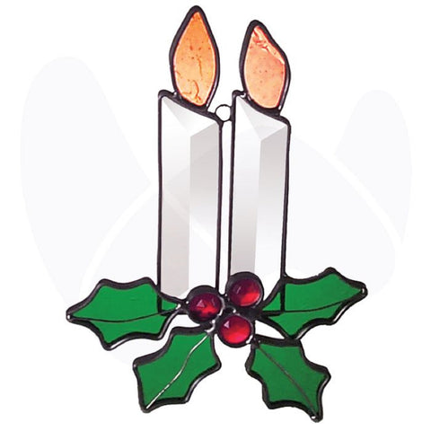 Stained Glass Supplies Two Candles Favorite Christmas Bevel Cluster - Not a finished Suncatcher