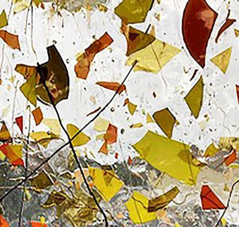 Stained Glass Supplies DG1184 - Confetti Glass Orange, Yellow Frcts, Brown Streamers on Clear