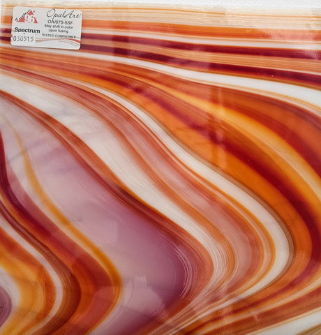 Fused Glass Supplies OA6755 - Red/White Opal Art Sheet Glass 96 COE