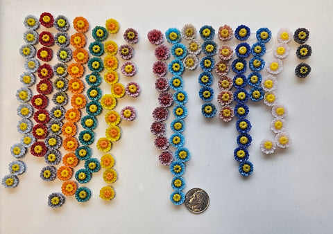 COE 96 Fused Small Glass Flower Assortments (under 1/2 inch) 10mm