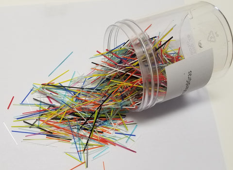 Bullseye COE 90 Glass Mardi Gras 1/2 mm Stringer Bits 1 oz Jar