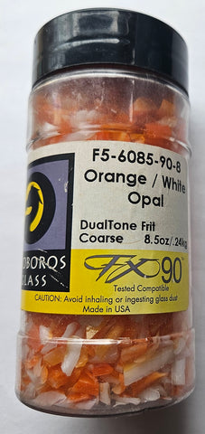COE 90 Orange / White Opal - Uroboros (Retired) Dual Tone Coarse Frit 8.5 oz