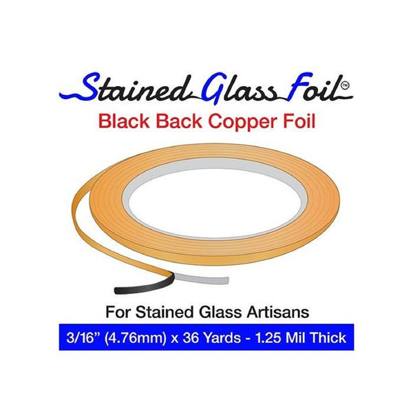 Stained Glass Copper Foil 3/16 Black Bacled Copper Foil 1.25 mil