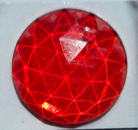 20mm (.78 inch) Round Light Red Faceted Glass Jewel Flat Back