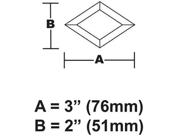 2 x 3 Inch Clear Glass Diamond Bevel - Pack of 10