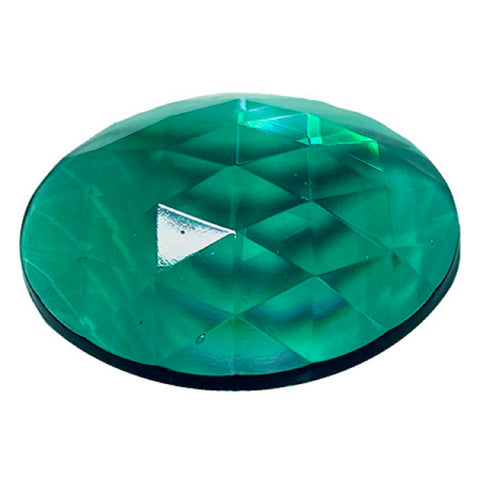 Stained Glass Jewels - Round 35mm Blue Green Faceted 1.4 Inch