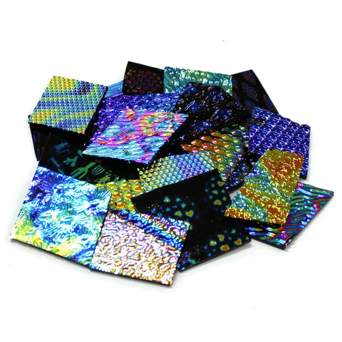 1/2 LB CBS Dichroic Glass Jewelry Scrap Pack Experimental Black 96 COE