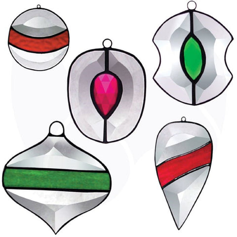 Stained Glass Supplies Beveled Glass Stained Glass Supplies 5 Clear Glass Christmas Ornaments Bevel Clusters (Not a finished suncatcher)