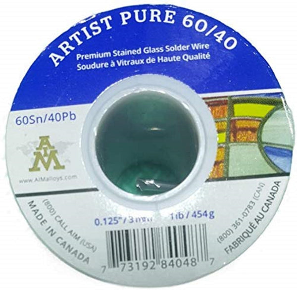 AIM Artist Pure 60/40 Stained Glass Solder 1 lb Solid Core