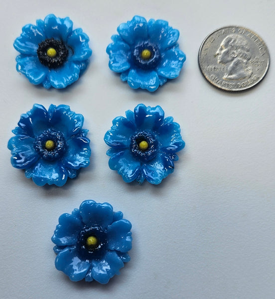 COE 96 Fused Glass Flowers (Poppy) for Your Fused Glass Projects 25mm Packs of 5