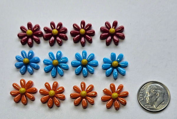 COE 96 Glass Flowers Daisy (s) 15mm for Your Fused Glass Projects - Pack of 12