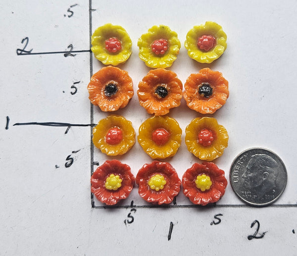 COE 96 Pre Fused Small Glass Flowers Assortments Small Poppy (s) ~1/2 Inch