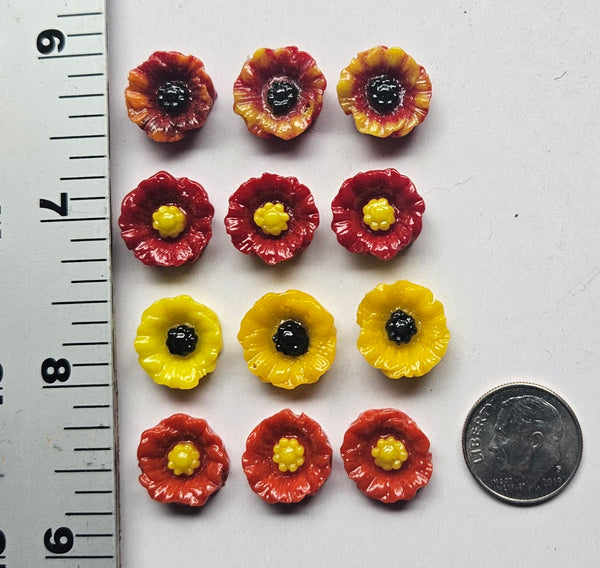 COE 96 Pre Fused Small Glass Flowers Assortments Small Poppy (s) ~1/2 Inch
