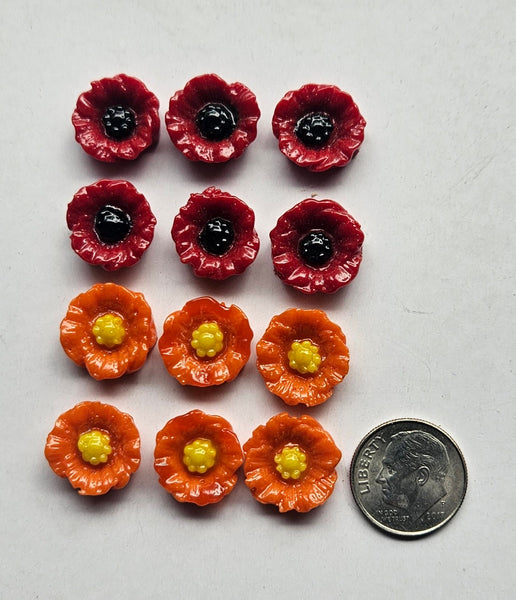 COE 96 Pre Fused Small Glass Flowers Assortments Small Poppy (s) ~1/2 Inch