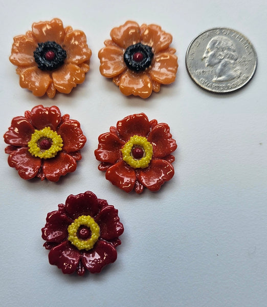 COE 96 Fused Glass Flowers (Poppy) for Your Fused Glass Projects 25mm Packs of 5