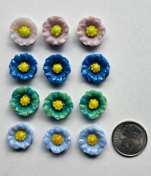 COE 96 Pre Fused Small Glass Flowers Assortments Small Poppy (s) ~1/2 Inch