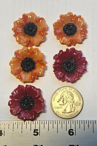 COE 96 Fused Glass Flowers (Poppy) for Your Fused Glass Projects 25mm Packs of 5
