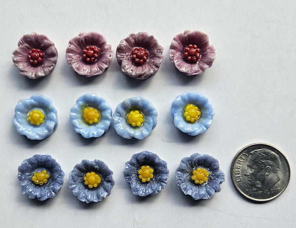 COE 96 Pre Fused Small Glass Flowers Assortments Small Poppy (s) ~1/2 Inch