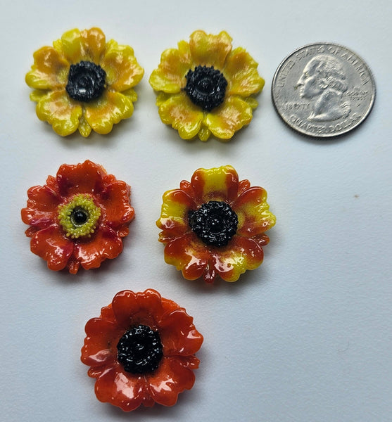 COE 96 Fused Glass Flowers (Poppy) for Your Fused Glass Projects 25mm Packs of 5