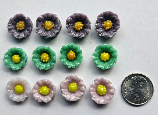 COE 96 Pre Fused Small Glass Flowers Assortments Small Poppy (s) ~1/2 Inch