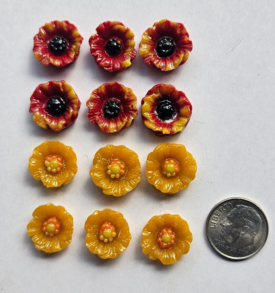 COE 96 Pre Fused Small Glass Flowers Assortments Small Poppy (s) ~1/2 Inch