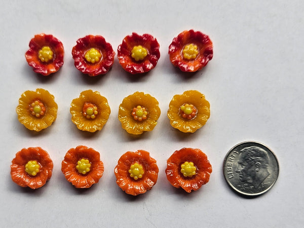 COE 96 Pre Fused Small Glass Flowers Assortments Small Poppy (s) ~1/2 Inch