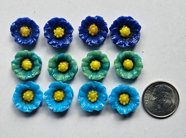 COE 96 Pre Fused Small Glass Flowers Assortments Small Poppy (s) ~1/2 Inch