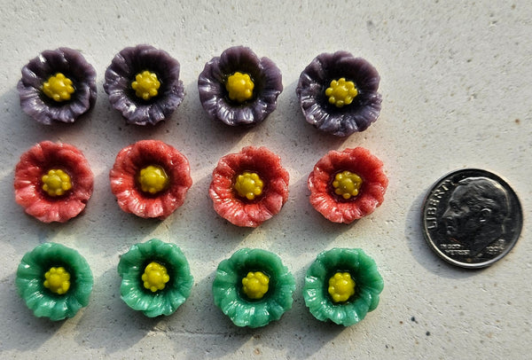 COE 96 Pre Fused Small Glass Flowers Assortments Small Poppy (s) ~1/2 Inch