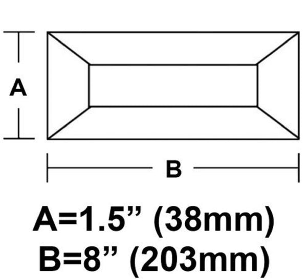 1.5 x 8 Inch Clear Glass Rectangle Bevel - Pack of 10