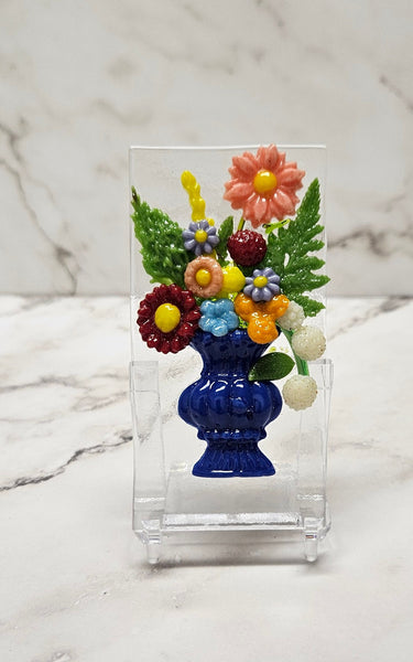 Handmade Fused Art Glass Bouquet of Flowers - Several Styles All Includes Stand