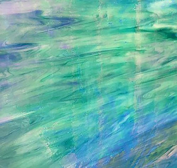 Stained Glass Supplies DG1098 - Iridized Green/Blue/White Opal Sheet Glass