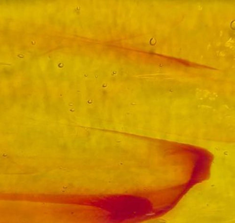 Stained Glass Supplies DG1132 - Yellow Transparent/Red Streaky