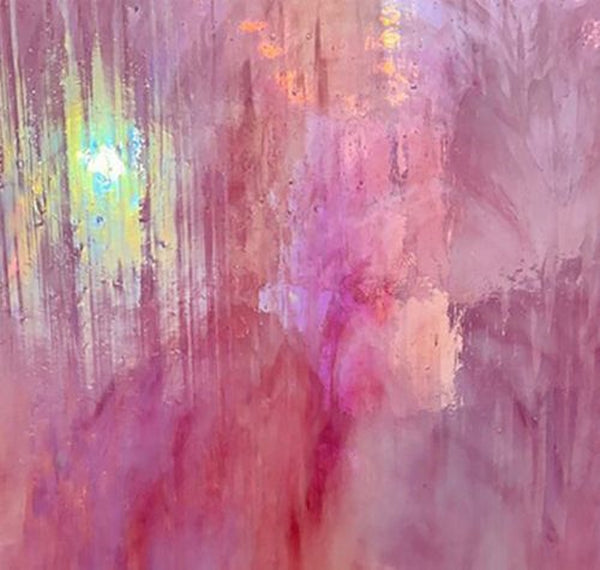 Stained Glass Supplies DG1160 - Iridized Pink/White Wispy Opal Sheet Glass