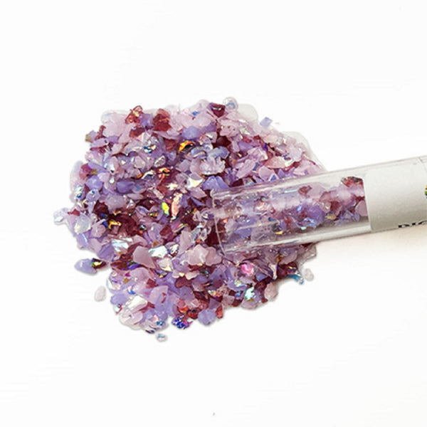 1 oz Opalescent Pink and Purple Dichroic Frit Flakes 90 COE