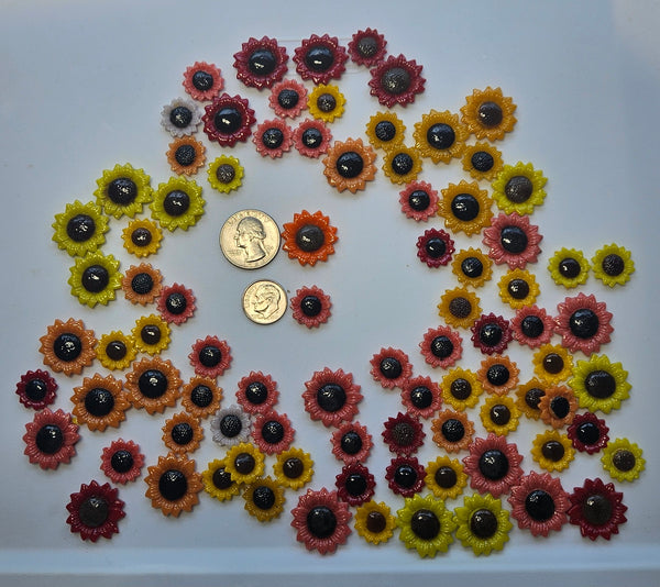 COE 96 Fusible Glass Flowers (Sunflower .62 - .88 inch) and Leaves for Your Fused Glass Projects