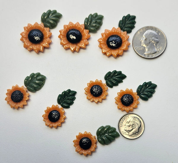 COE 96 Fusible Glass Flowers (Sunflower .62 - .88 inch) and Leaves for Your Fused Glass Projects