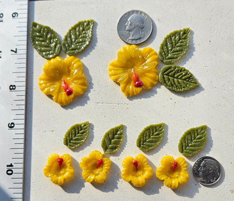 COE 96 Fusible Glass Flowers (Hibiscus) and Leaves for Your Fused Glass Projects