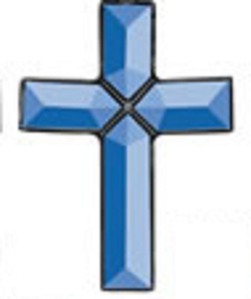 Small Simple Glass Cross Bevel Cluster (Turquoise)