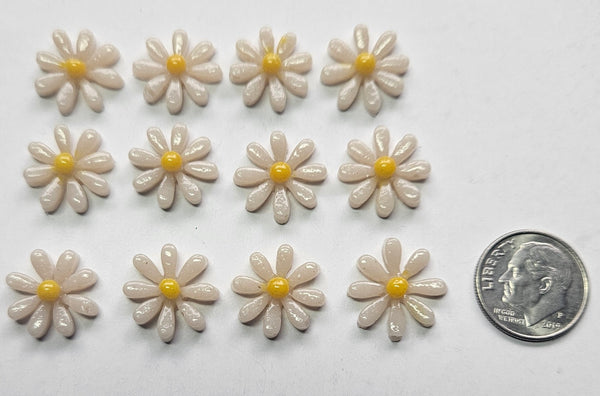 COE 96 Glass Flowers Daisy (s) 15mm for Your Fused Glass Projects - Pack of 12