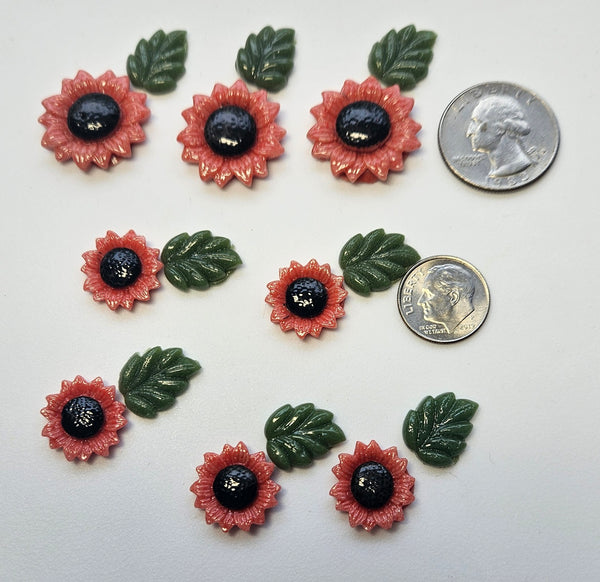 COE 96 Fusible Glass Flowers (Sunflower .62 - .88 inch) and Leaves for Your Fused Glass Projects
