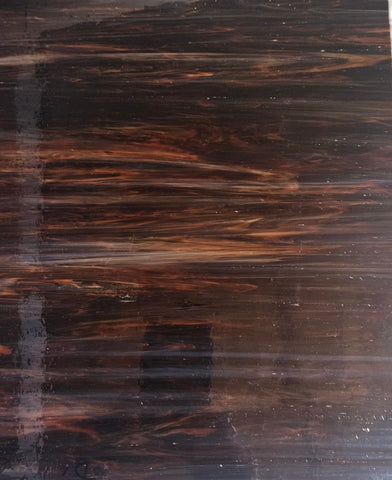Stained Glass Supplies DG1052 - Dark Amber (Brown) White Wispy