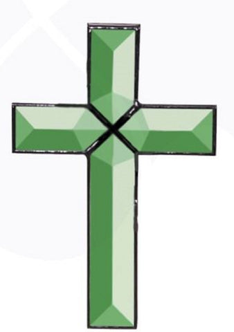 Small Simple Cross Glass Bevel Cluster (Green)