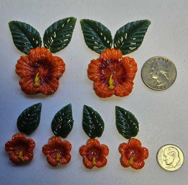 COE 96 Fusible Glass Flowers (Hibiscus) and Leaves for Your Fused Glass Projects
