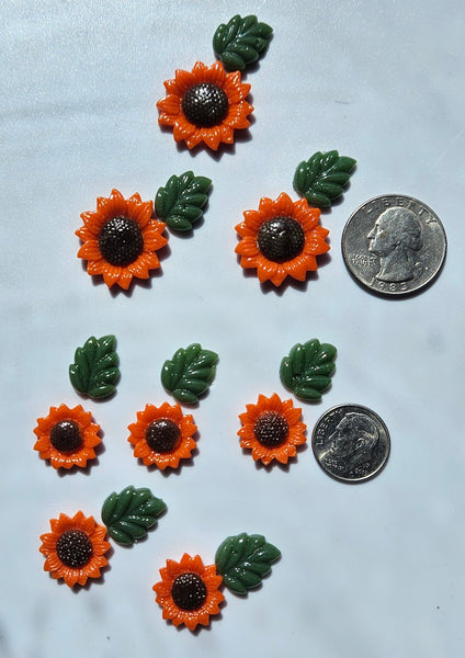 COE 96 Fusible Glass Flowers (Sunflower .62 - .88 inch) and Leaves for Your Fused Glass Projects