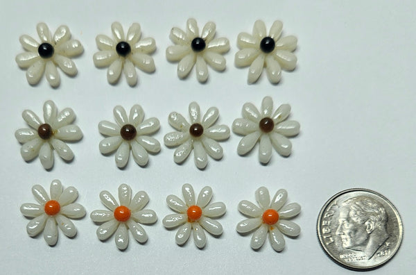 COE 96 Glass Flowers Daisy (s) 15mm for Your Fused Glass Projects - Pack of 12