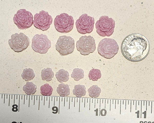COE 96 Fusible Glass 20 Tiny Flowers (8-12mm) (Roses) for Your Fused Glass Projects