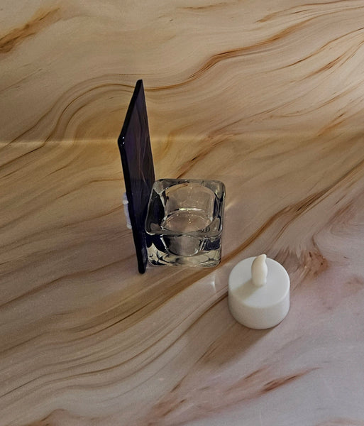 Handmade Fused Art Glass SnowflakeTea Light - Includes battery operated candle