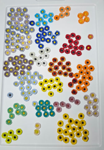 COE 96 Pre Fused Small Glass Flowers Assortments Small Poppy (s) ~1/2 Inch