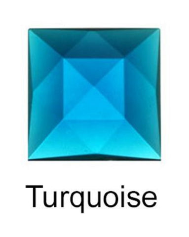 50mm Square Faceted Jewel - Turquoise